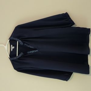 Old Navy: Navy blue blouse with sequin neckline